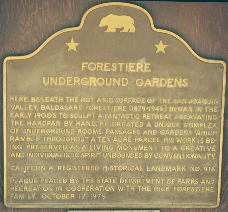 CHL #916 Forestiere Underground Gardens State Plaque