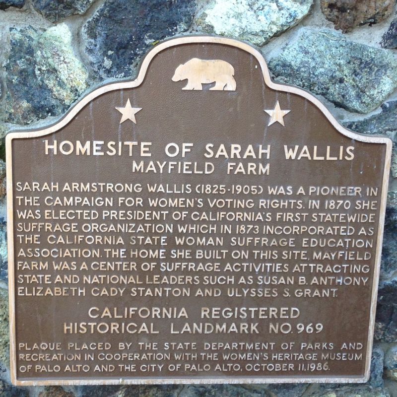 CHL #969 Sarah Wallis Home Site State Plaque