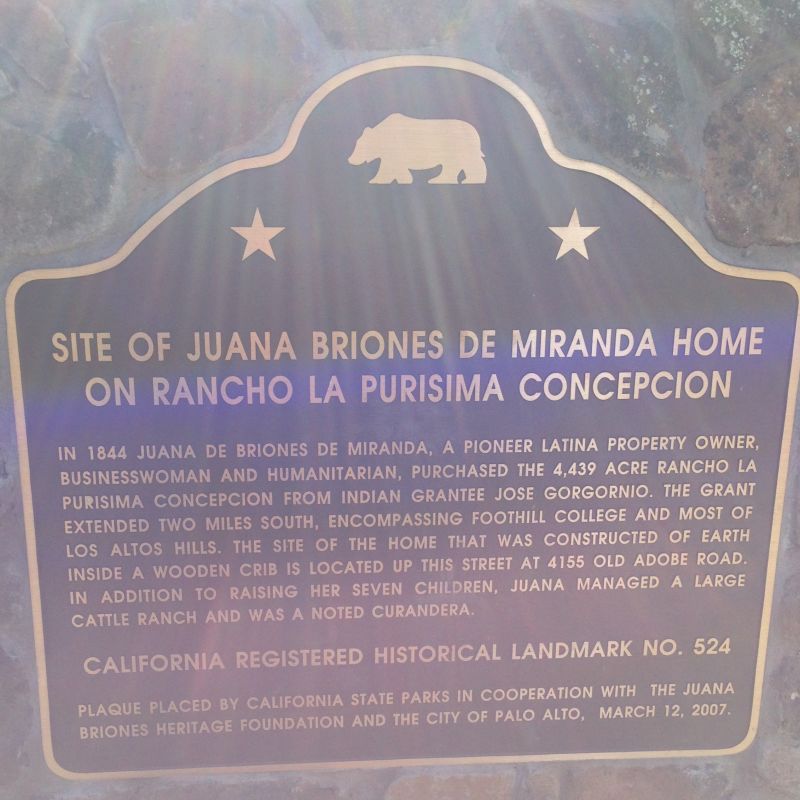 CHL #524 Juana Briones De Miranda State Plaque