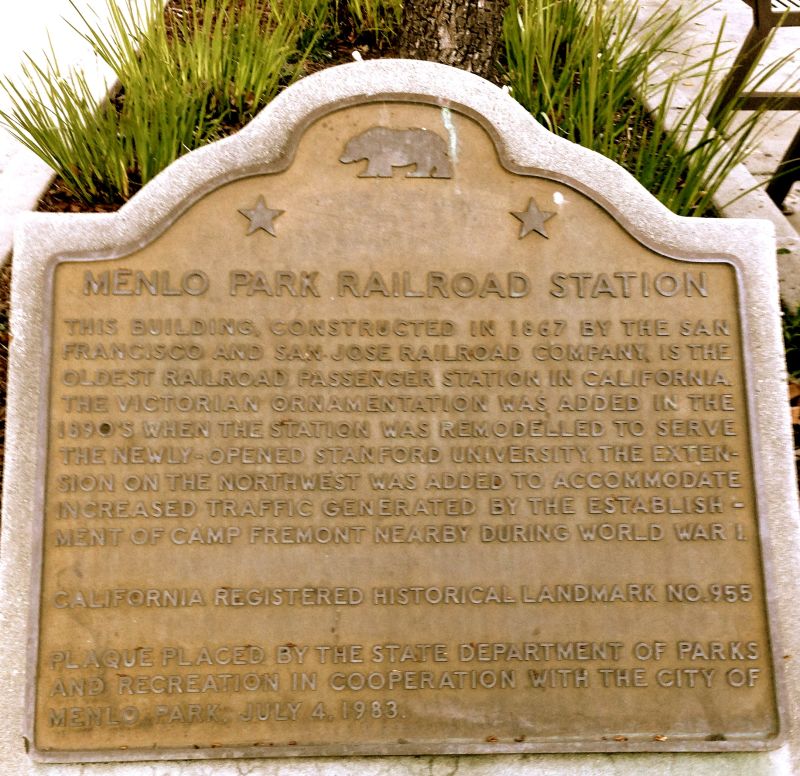 CHL #955 Southern Pacific Depot: Menlo Park State Plaque