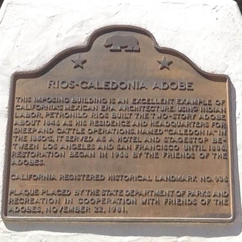 CHL #936 Rios-Caledonia Adobe State Pllaque