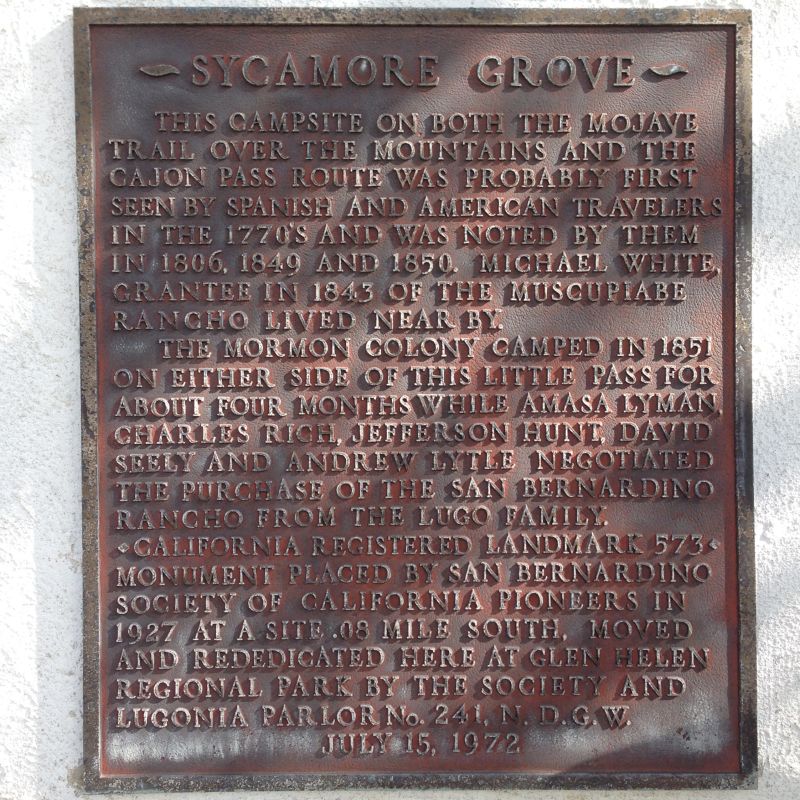 CHL #573 Sycamore Grove Private Plaque