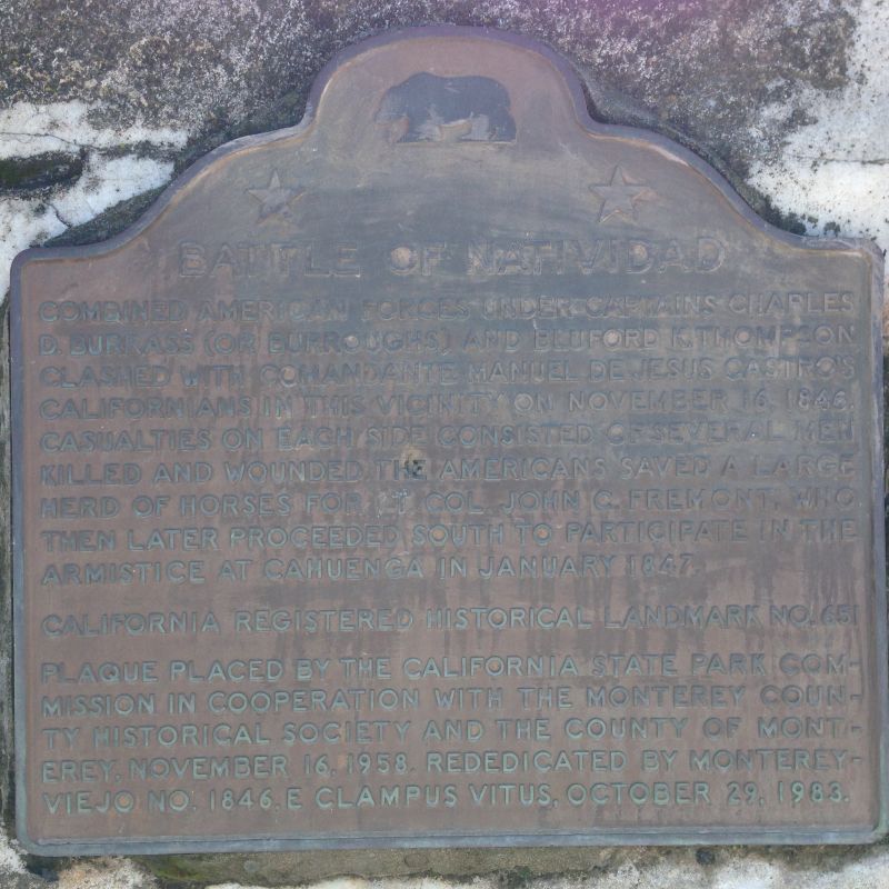 CHL #651 Battle of Natividad Site State Plaque