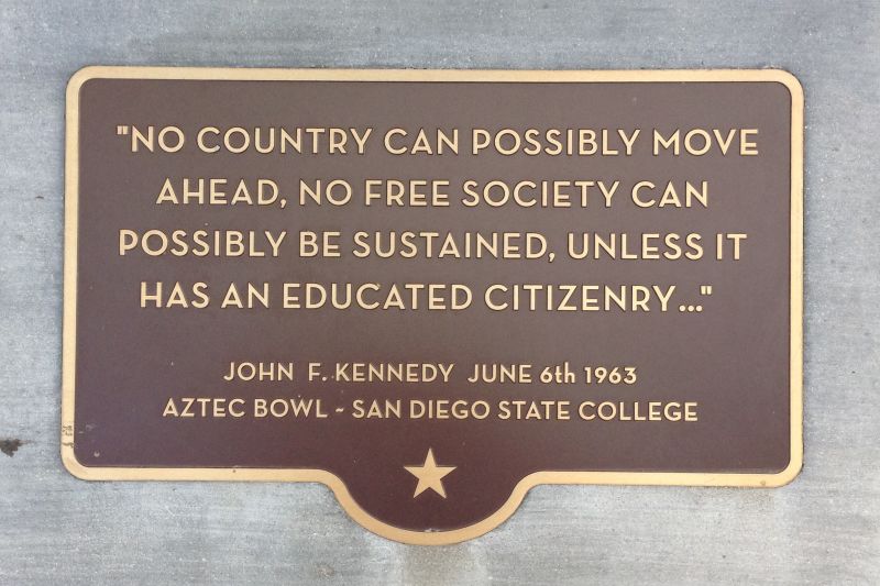 CHL 798 San Diego State University plaque with John f. Kennedy quote