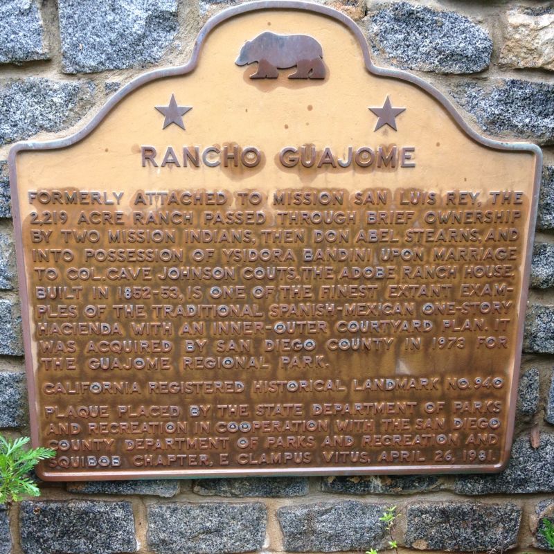 CHL 940 Rancho Guajome plaque