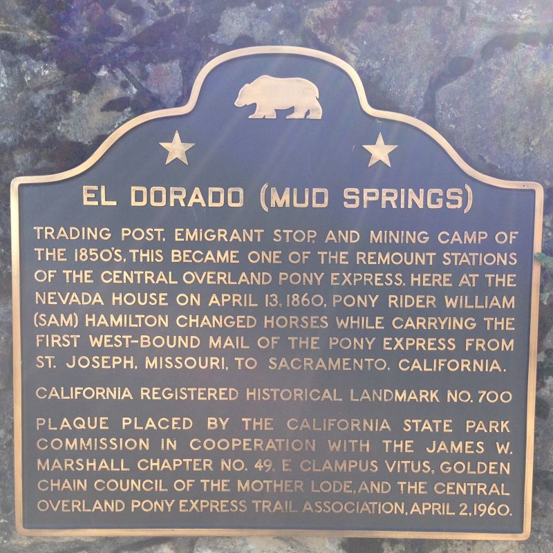 CHL No. 700 Pony Express: Nevada House (Mud Springs) Plaque