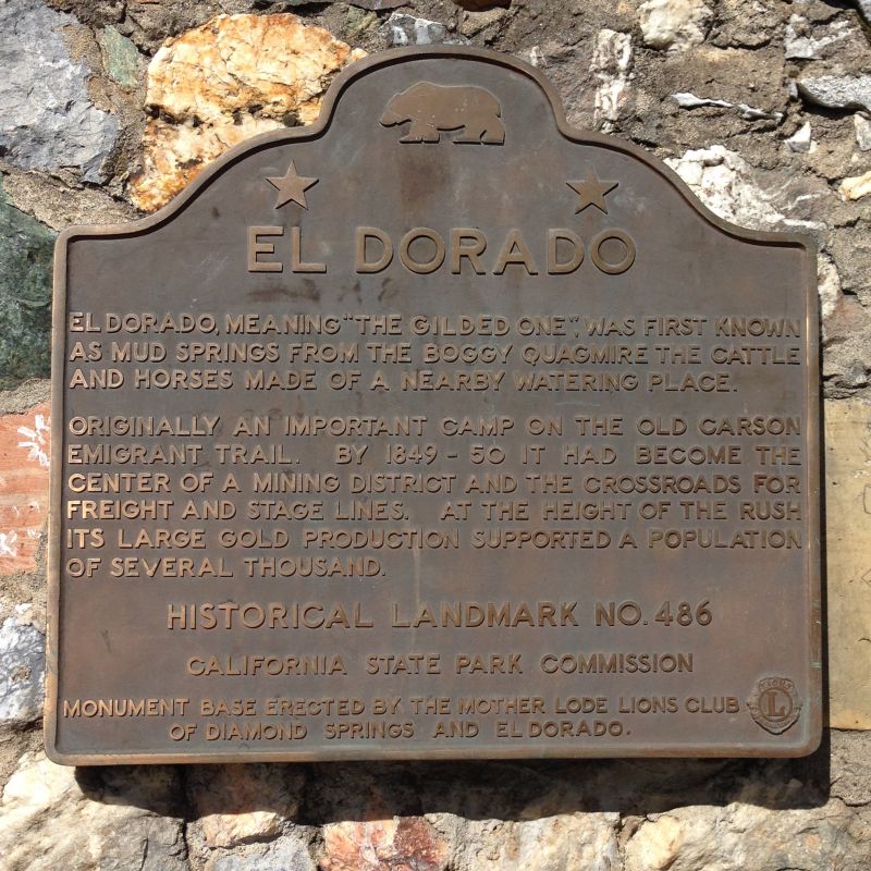 CHL No. 486 El Dorado (Originally Mud Springs) Plaque