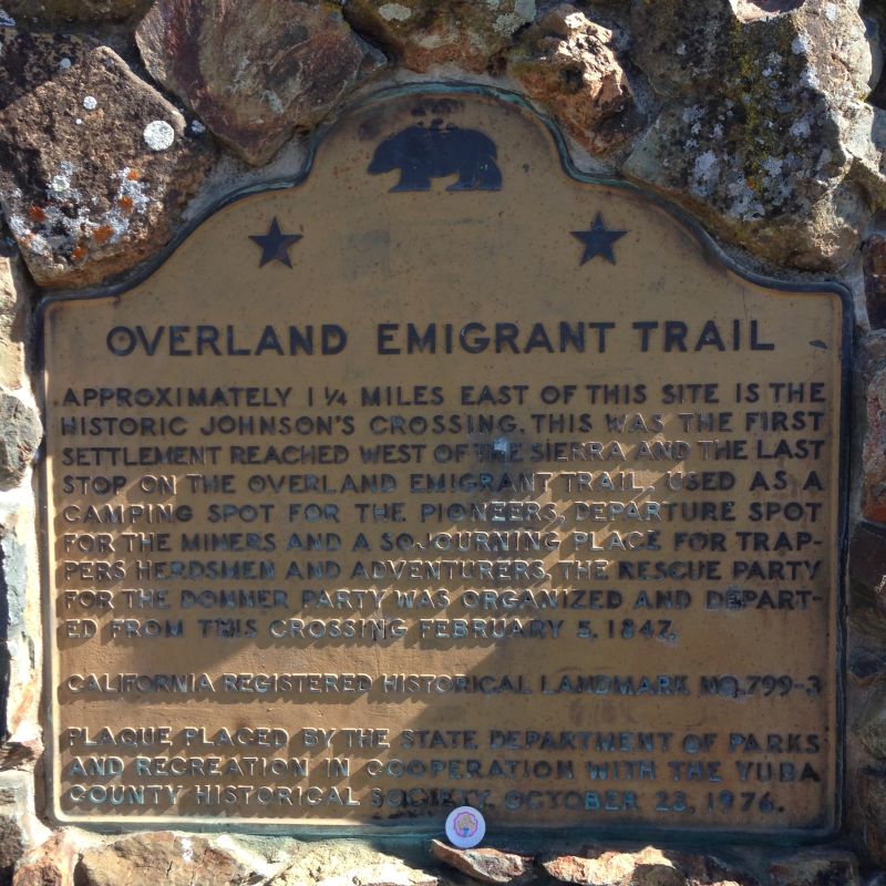 CHL No. 799.3 Overland Emigrant Trail - Yuba, Plaque
