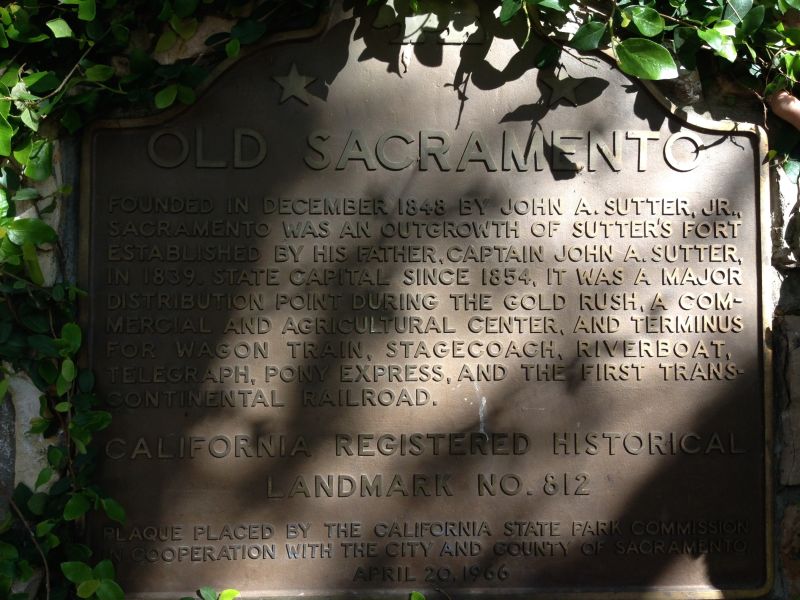 CHL No. 812 Old Sacramento Plaque