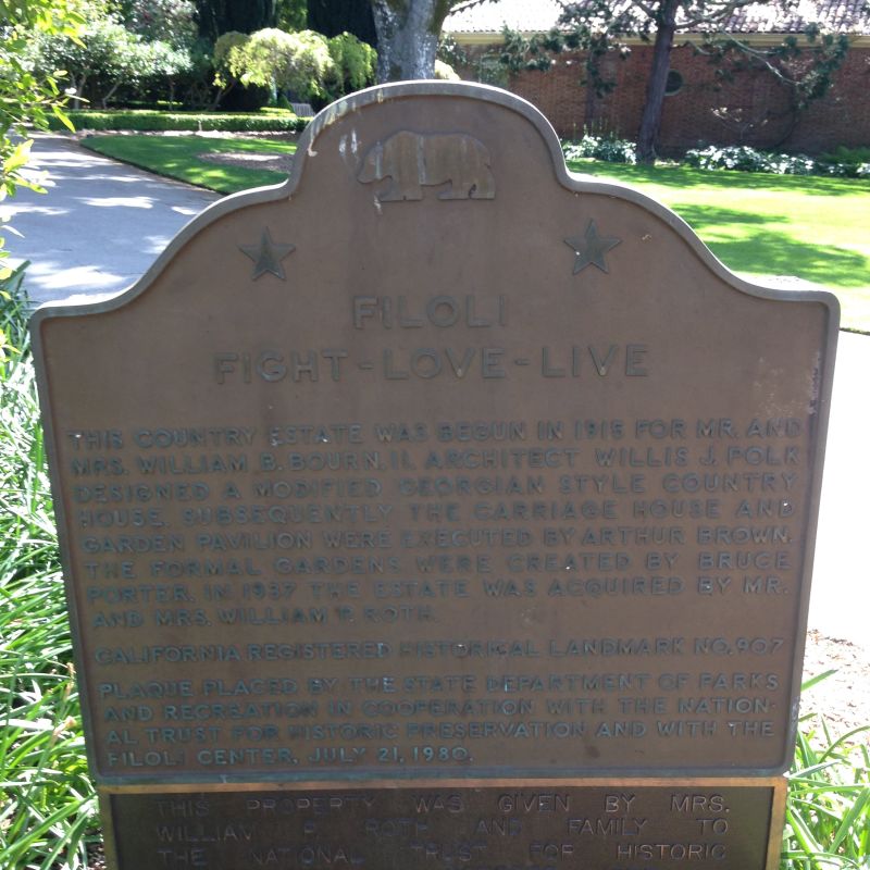 CHL No. 907 Filoli State Plaque