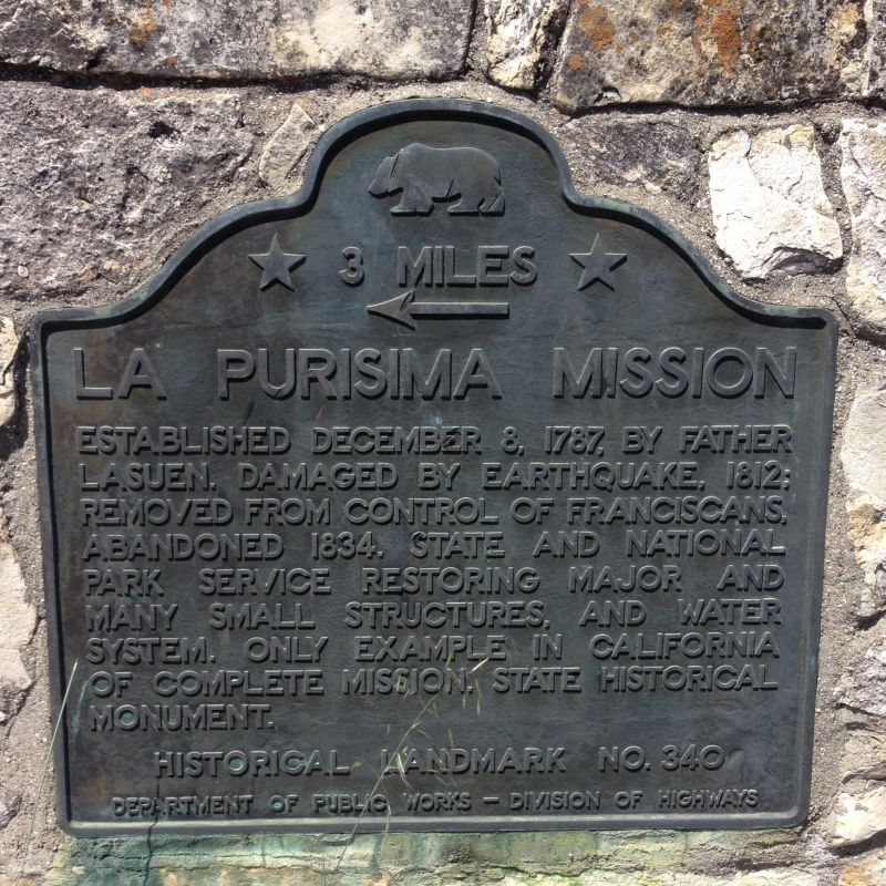 NO. 340 MISSION LA PURÍSIMA, State Plaque at the intersection of Rucker and Harris