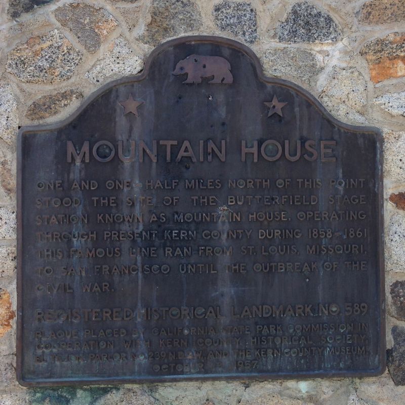 NO. 589 MOUNTAIN HOUSE, State Plaque