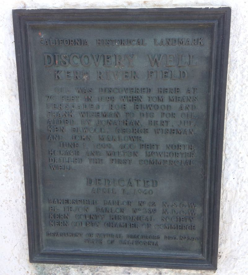 NO. 290 DISCOVERY WELL OF KERN RIVER OILFIELD, Old Style State Plaque
