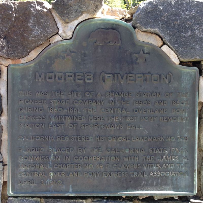 NO. 705 MOORE'S (RIVERTON)-OVERLAND PONY EXPRESS, State Plaque