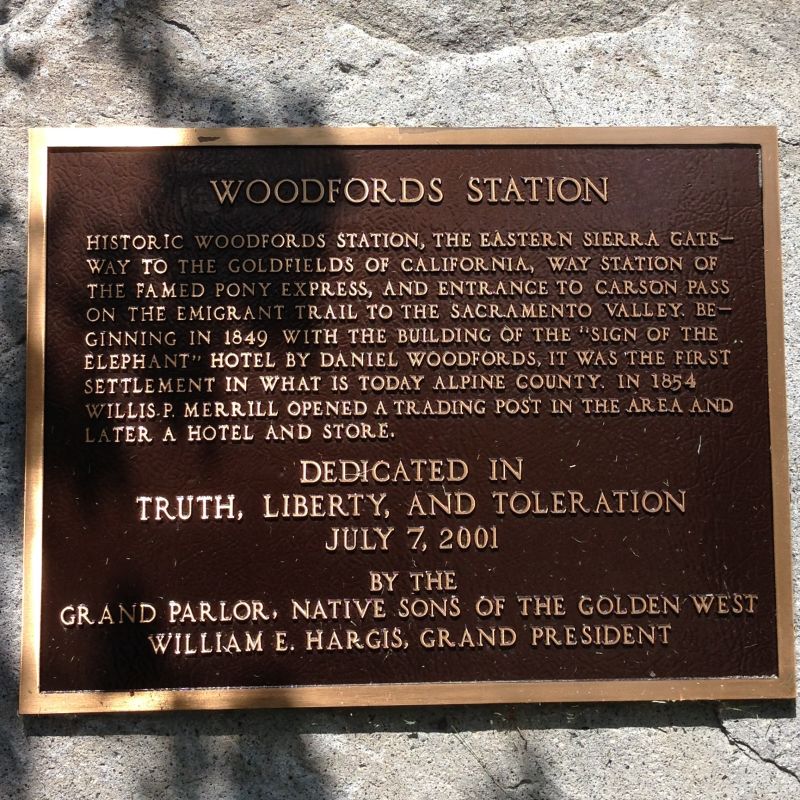 NO. 805 PONY EXPRESS REMOUNT STATION AT WOODFORDS, Private Plaque