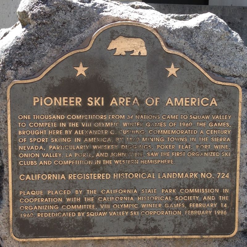 NO. 724 PIONEER SKI AREA OF AMERICA, SQUAW VALLEY, Plaque