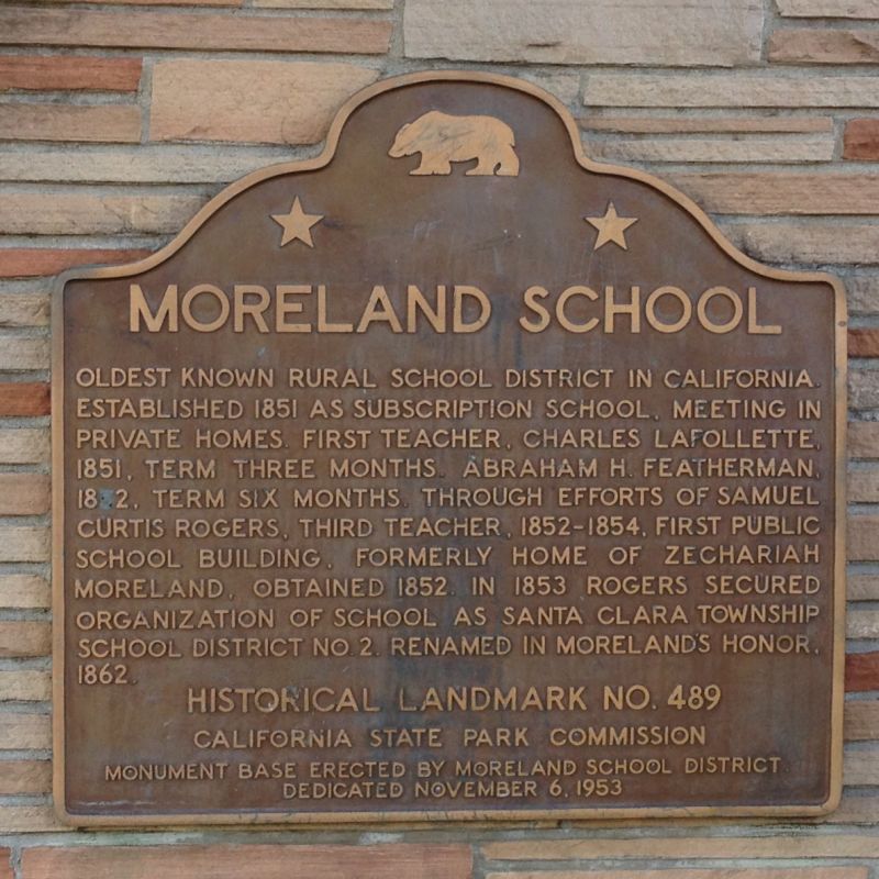 NO. 489 MORELAND SCHOOL - State Plaque
