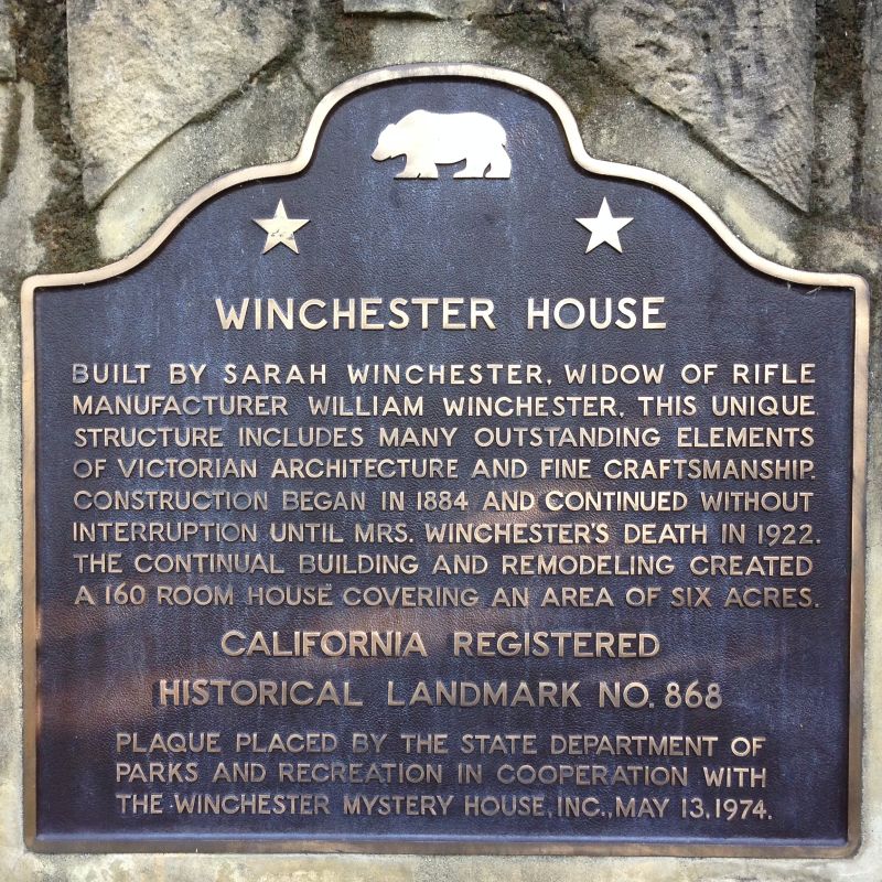 NO. 868 WINCHESTER HOUSE - State Plaque