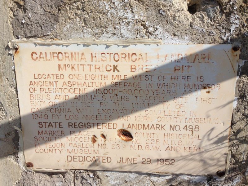 NO. 498 McKITTRICK BREA PIT - Private Plaque