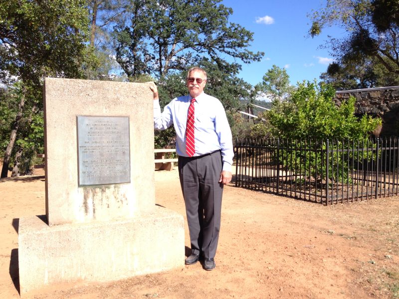 NO. 314 OLD SUSPENSION BRIDGE - Marker, bridge in background,"Mother Orange Tree"