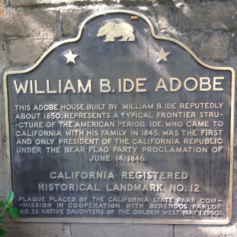 NO. 12 RESIDENCE OF GENERAL WILLIAM B. IDE - State Plaque
