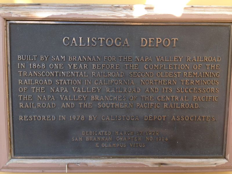 NO. 687 NAPA VALLEY RAILROAD DEPOT, CALISTOGA - Plaque
