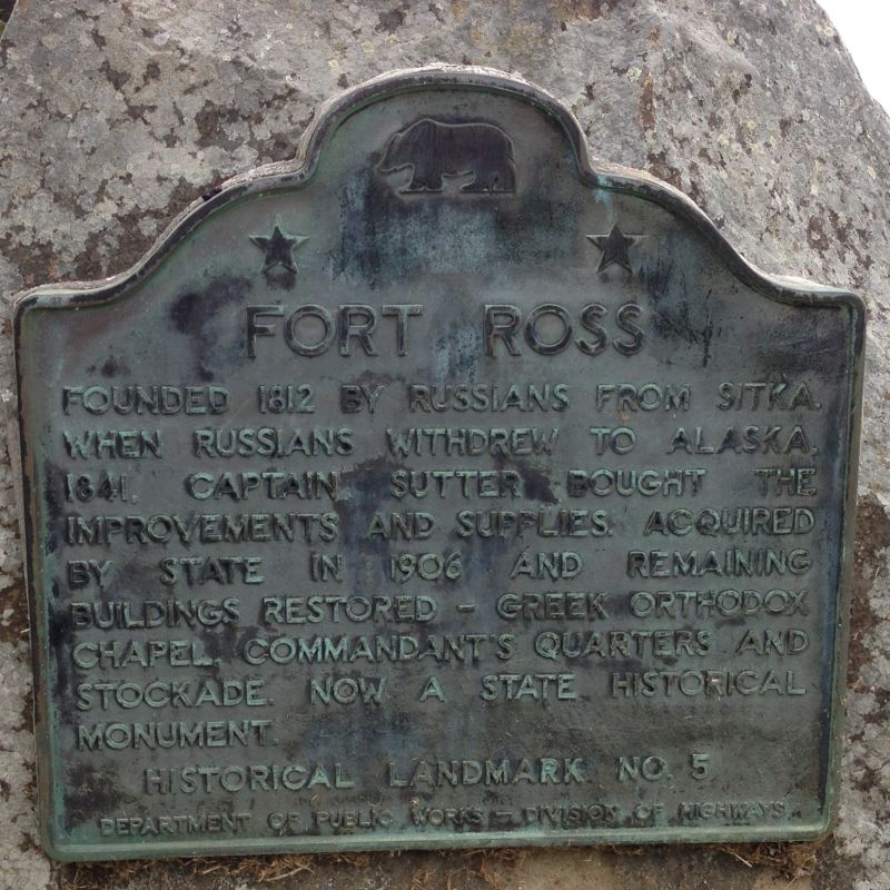 NO. 5 FORT ROSS - State Plaque