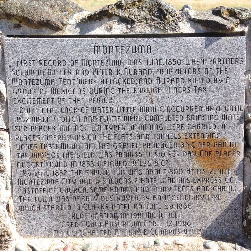 NO. 122 MONTEZUMA - Plaque