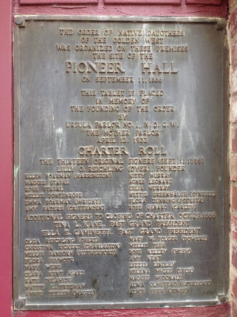 NO. 34 PIONEER HALL - Private Plaque