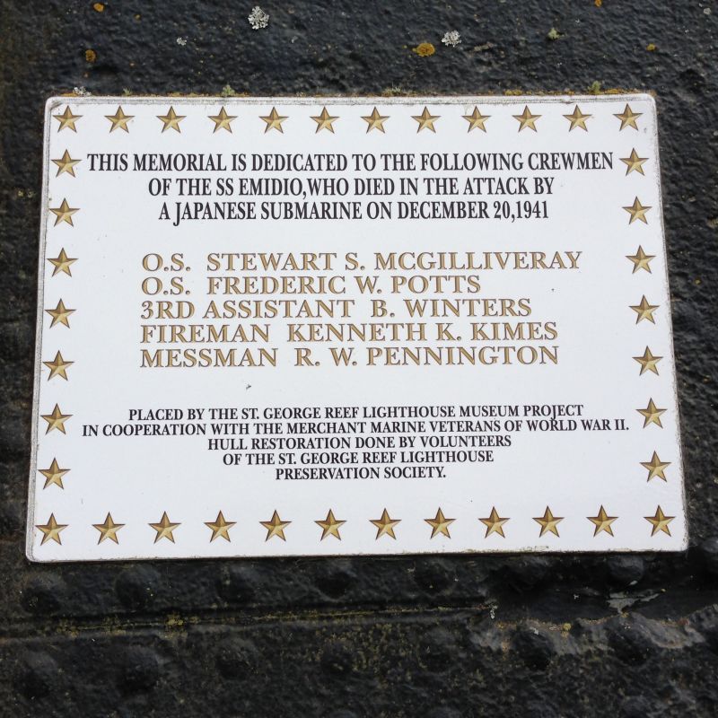 NO. 497 S.S. EMIDIO - Memorial for crewman who were lost