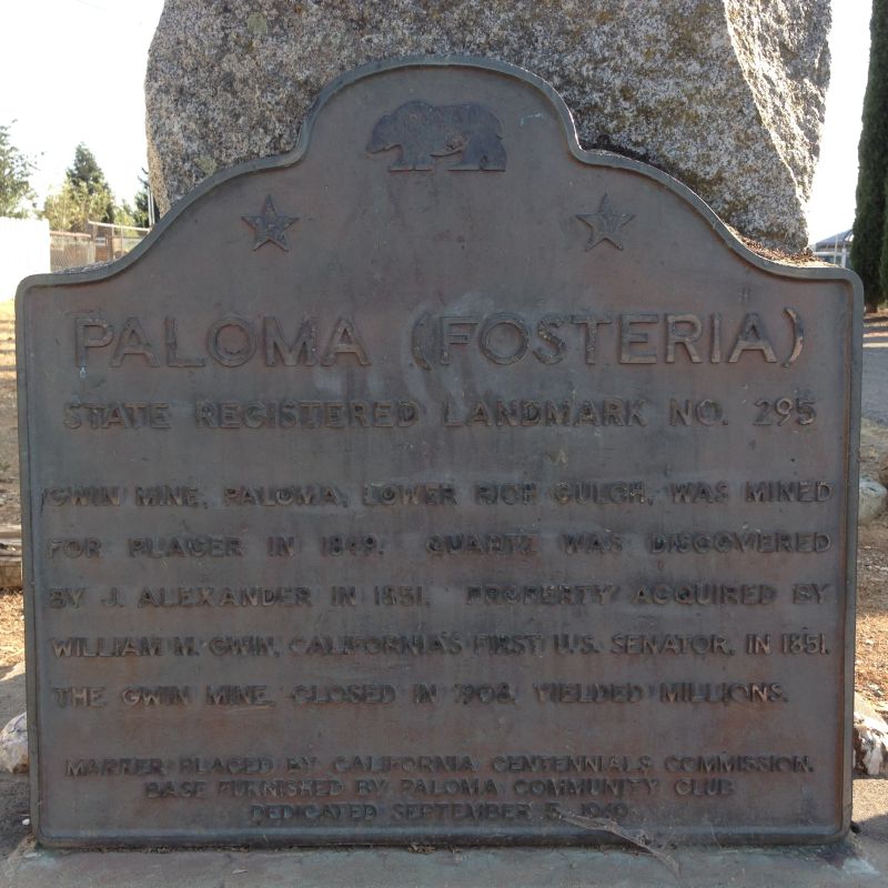 NO. 295 PALOMA - State Plaque