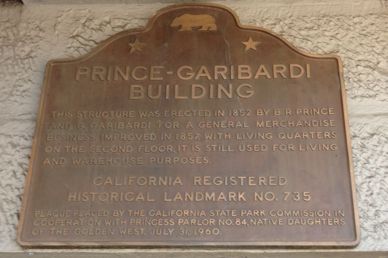 NO. 735 PRINCE-GARIBARDI BUILDING - State Plaque