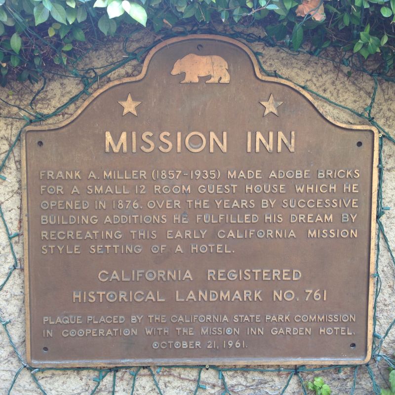 NO. 761 MISSION INN - State Plaque