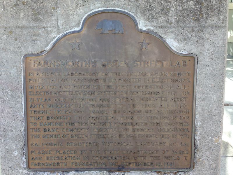 NO. 941 FARNSWORTH'S GREEN STREET LAB - State Plaque