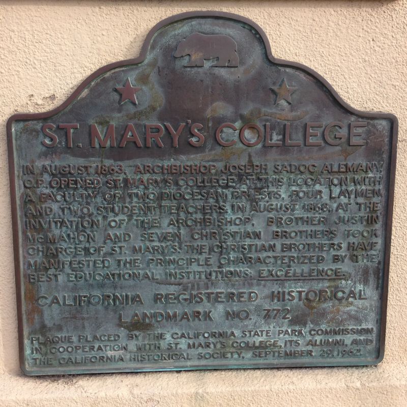 NO. 772 ORIGINAL SITE OF ST. MARY'S COLLEGE - State Plaque