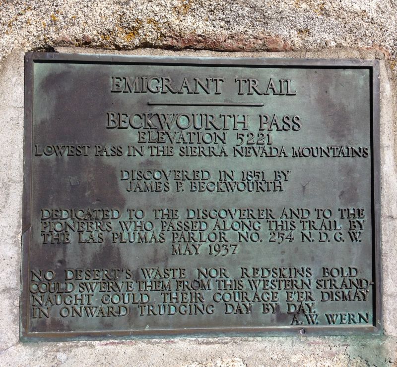 NO. 336 BECKWOURTH PASS - Private Plaque