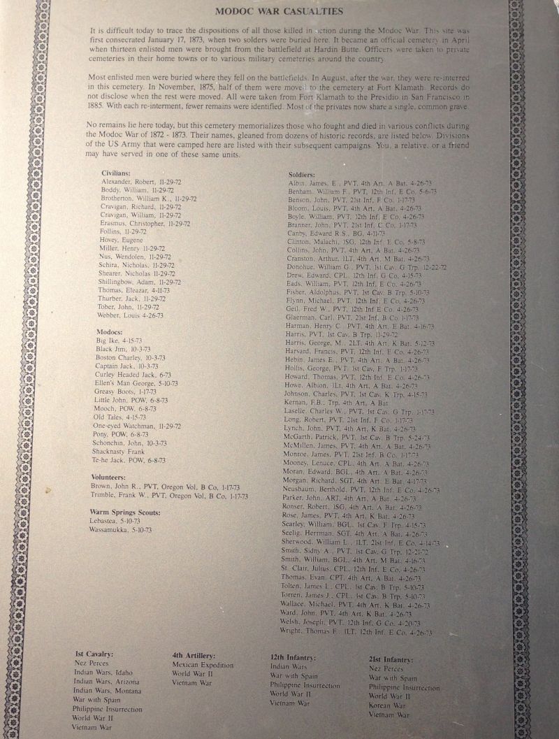 NO. 13 GUILLEM'S GRAVEYARD - Modoc War Casualties
