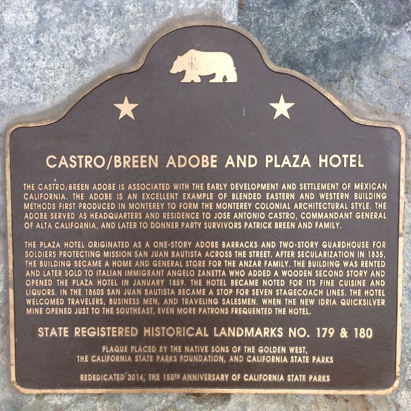 CHL #179 - Castro Breen Adobe - State Plaque