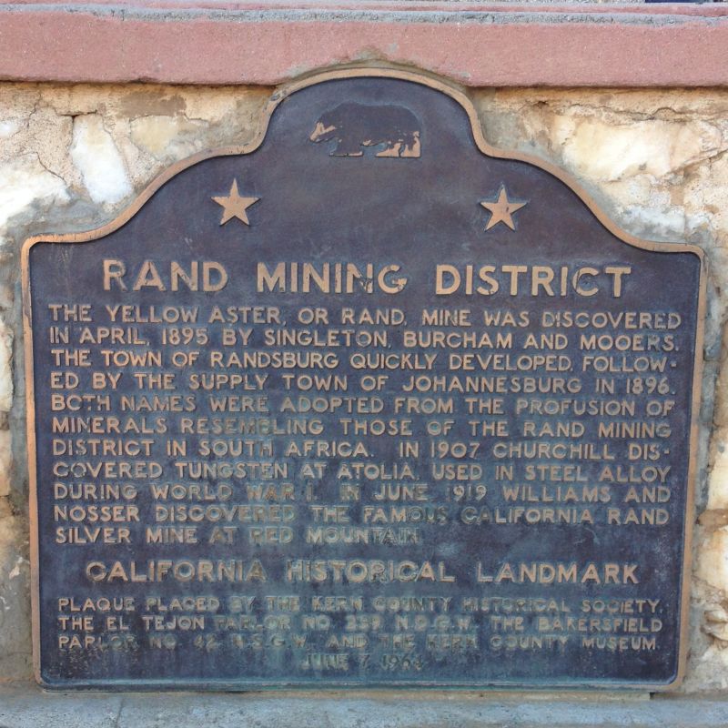 NO. 938 RAND MINING DISTRICT - State Plaque