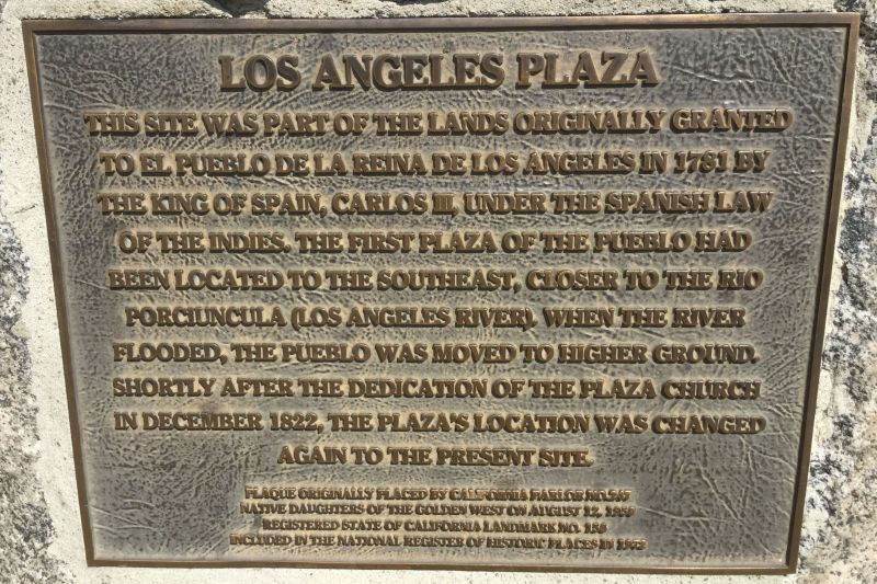 NO. 156 LOS ANGELES PLAZA - Plaque