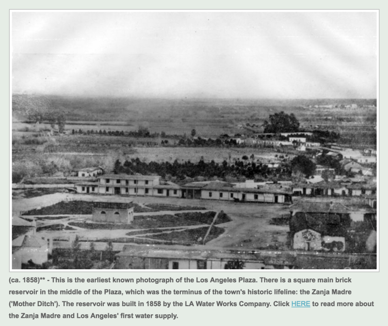 NO. 156 LOS ANGELES PLAZA - 1958, Earliest known picture of the plaza