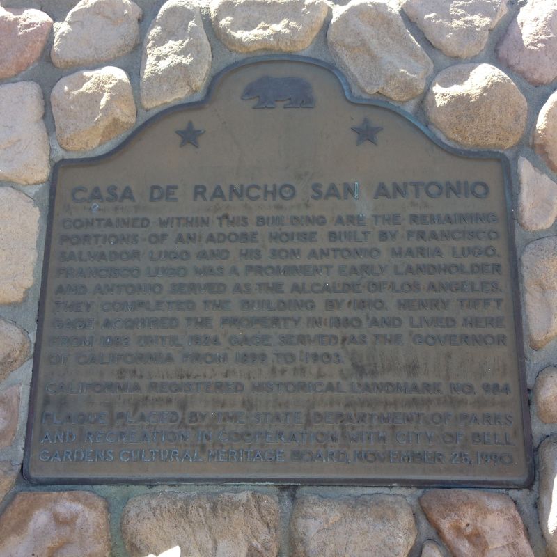 NO. 984 CASA DE RANCHO SAN ANTONIO (HENRY GAGE MANSION) - State Plaque
