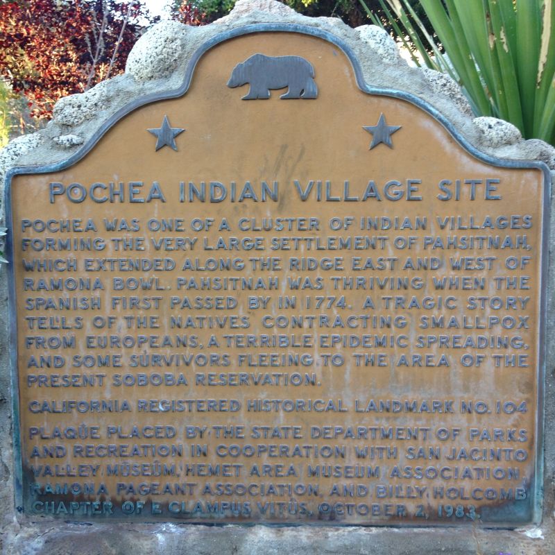 NO. 104 SITE OF INDIAN VILLAGE OF POCHEA - State Plaque