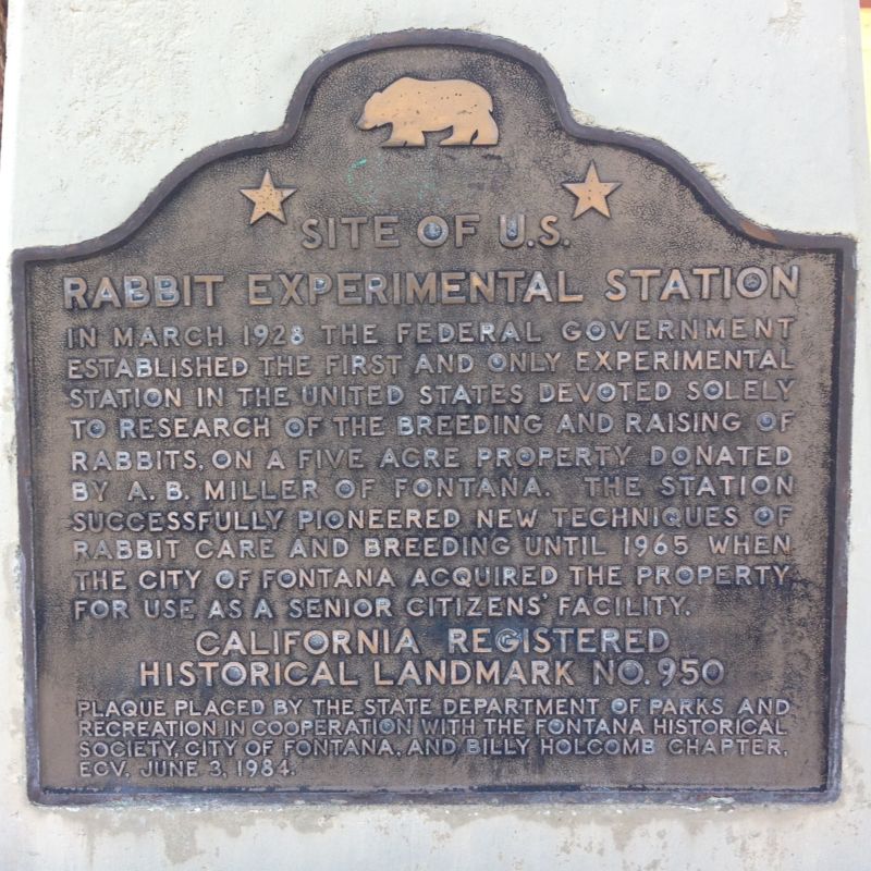 NO. 950 UNITED STATES RABBIT EXPERIMENTAL STATION - State Plaque