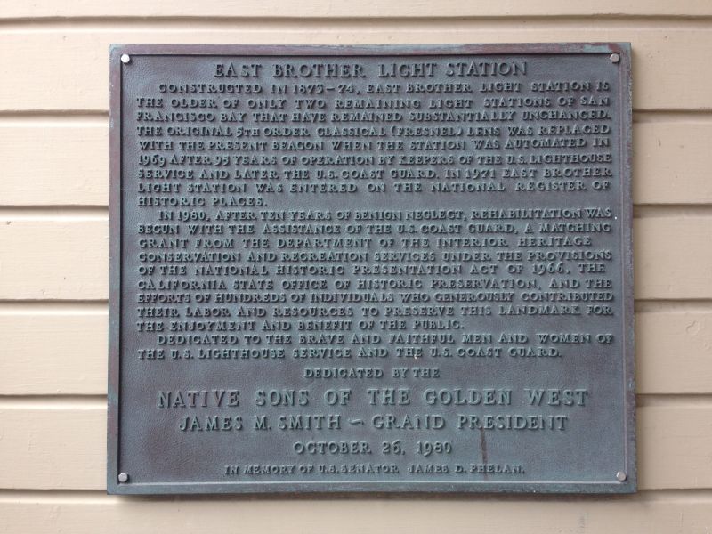 CHL #951 East Brother Light Station - Private Plaque