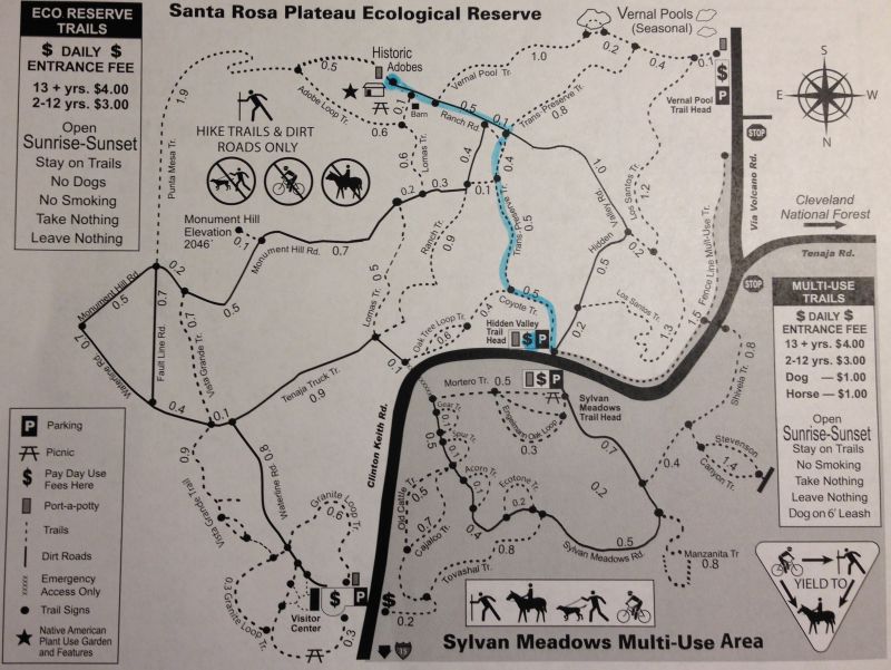 NO. 1005 SANTA ROSA RANCHO - Trail map is oriented South-North instead of North-South.