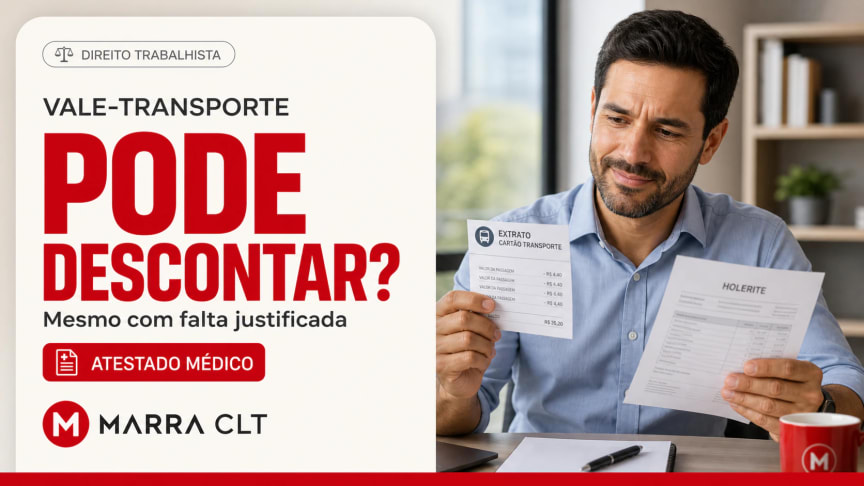 Vale-transporte pode descontar em falta com atestado médico? Trabalhador confere holerite e extrato do cartão de transporte — Lei 7.418/1985 | MARRA CLT