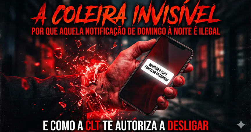 Trabalhador olhando notificação de celular fora do expediente, simbolizando direito à desconexão na CLT