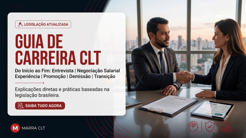 Guia de Carreira CLT MARRA: profissionais em acordo em escritório moderno — entrevista, negociação salarial e legislação trabalhista