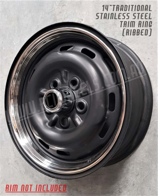 14" ANTIQUE RIBBED POLISHED STAINLESS STEEL TRIM RING